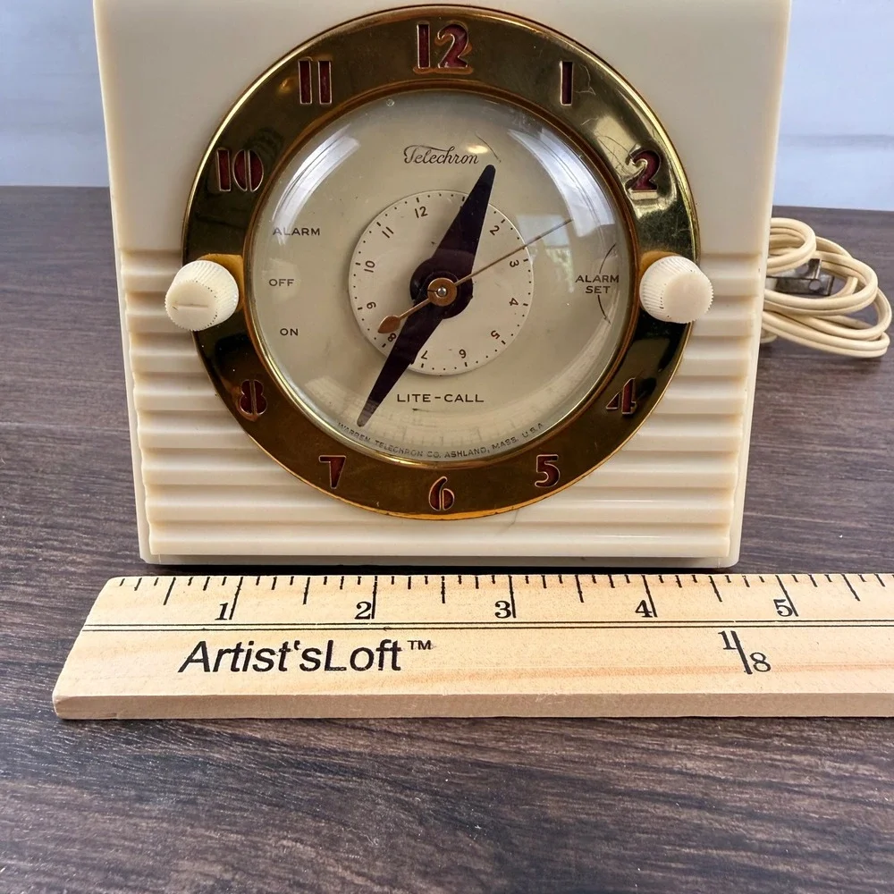 Telechron 8H57 Lite-Call Alarm Clock Lamp Control 1940s Working